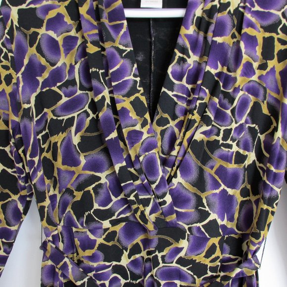 Monroe & Main Purple Animal Print Tie Belt Pockets - Picture 2 of 8